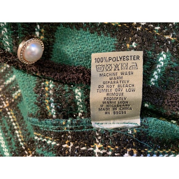 Spoon Jeans Green/Brown/Lurix Plaid Pearl Button Vest Women’s Size L NEW w/Tag - Picture 7 of 16